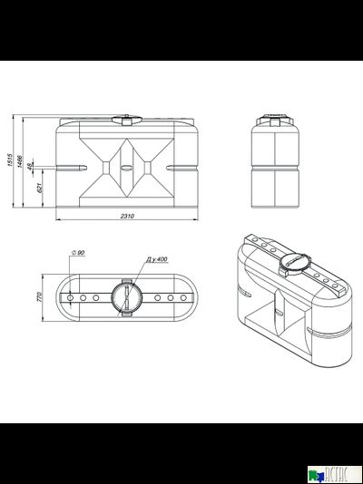 Емкость Экопром S 2000 л черная