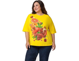 Женская свободная футболка оверсайз БОЛЬШОГО размера Арт. 8601-7923 (цвет желтый) Размеры 52-78