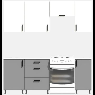 Кухня Эконом 1,5 метра (1100х400) Цвет: Белый/Базальт