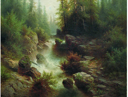 Картина обогреватель, репродукция Арсения Мещерского Горный поток