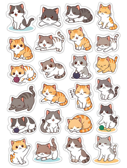 Наклейка "Котики", 30х20