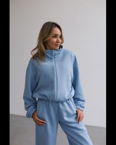 Куртка на молнии хлопковый велюр  (небесный)