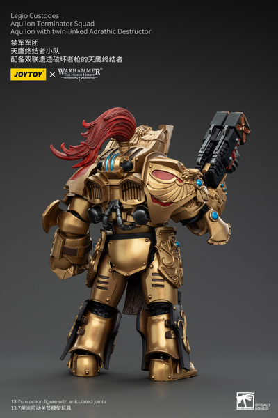 Легио Кустодес - Терминатор-Аквилон (Warhammer Horus Heresy) - КОЛЛЕКЦИОННАЯ ФИГУРКА 1/18  Legio Custodes Aquilon Terminator with twin-linked Adrathic Destructor (JT00751) - JOYTOY