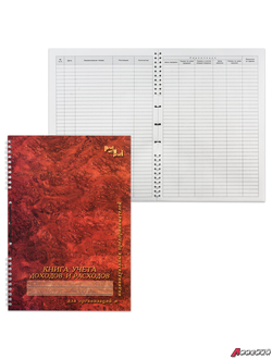 Книга учета доходов и расходов, 50 л., картон, на гребне, А4 (204×290 мм). 130171