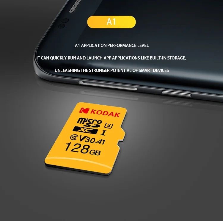Карта памяти Kodak Micro SD, класс 10, UHS-1 U3 V30 A1 на 256 ГБ, чтение 60 МБ/с, запись данных 30 М