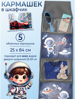 Кармашек на шкафчик Покетун прозрачный безымянный космос, 25*84 см