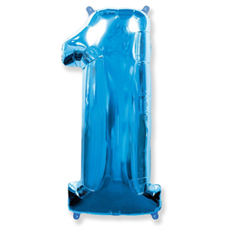 Воздушный шар фольгированный "Цифра 1. Синий"  (Испания) 102 см.