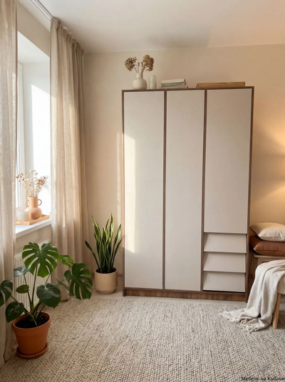 Ева шкаф 3-х створчатый Крафт табачный/Кашемир