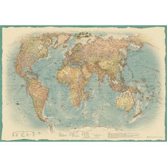 Настенная карта Мир политическая 1:34млн.,1,0х0,7м., ретро стиль
