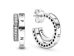 Серьги с двойным обручем Pandora Pave Артикул: 299056C01