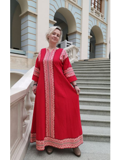 Платье "Красный Рассвет" ручное ткачество