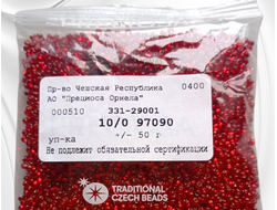 Оранжево-красный круглый бисер