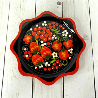 Тарелка поднос Фигурная 170 мм  Хохлома панно с росписью