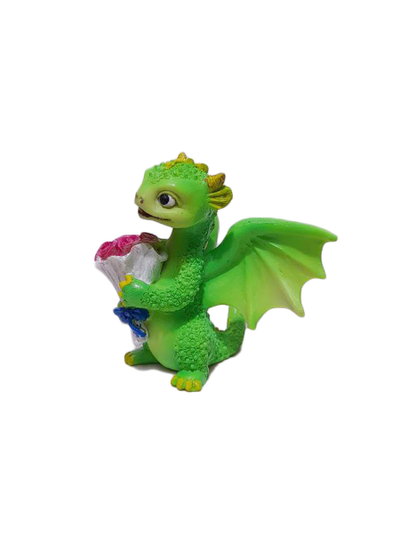 Дракон с букетом цветов символ года 2024