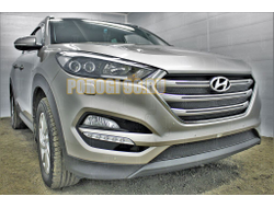 Защита радиатора Hyundai Tucson 2015-2018 (Travel,Prime,Dynamic, High) (4 части) black верх PREMIUM