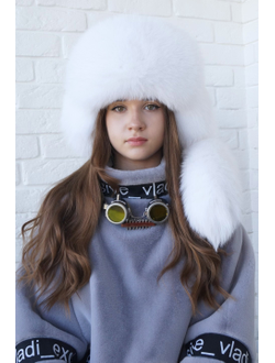 Ушанка "Северное сияние" цвет белый + белый