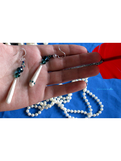 Серьги майорка "Принцесса Миядзаки" с хрустальными бусинами и стразами "Сваровски"