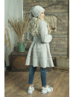 Меховая шуба цвет сиреневый модель 101