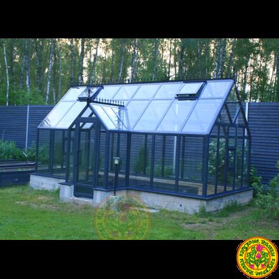 Базовая комплектация теплицы в английском стиле с холлом из стекала и алюминия ЕЛИЗАВЕТА 6000 х 3000 мм