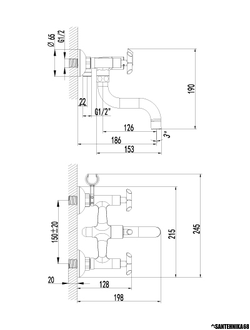 Смеситель для ванны с круглым поворотным изливом 150 мм Lemark PRACTICA LM7512C