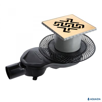 Трап водосток PLATZ Antik 150х150 Боковой выпуск (Золото)