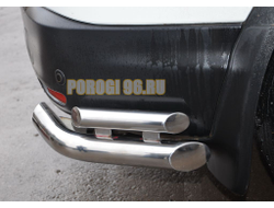 Защита заднего бампера угловая двойная d60/42 для Nissan Qashqai (2014-2019)