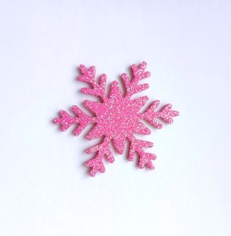 Снежинка из глиттерного фоамирана 4 см, цвет малиновый перламутр