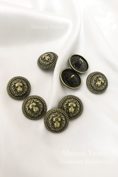 Металические пуговицы Львы Balmain, 20 мм. 50 шт. Р-0001000, Цвет: античная бронза