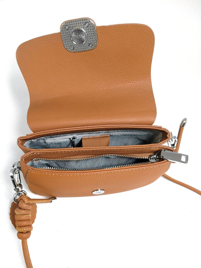 (АРТИКУЛ: 9752/1/91) СУМКА ЖЕНСКАЯ МАЛЕНЬКАЯ, НАТУРАЛЬНАЯ КОЖА, СВЕТЛО-КОРИЧНЕВАЯ "КЭМЕЛ", ДВА ОТДЕЛЕНИЯ,  ДВА РЕМНЯ ЧЕРЕЗ ПЛЕЧО