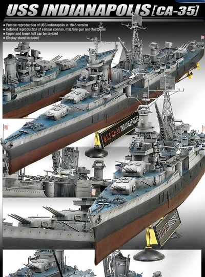 Сборная модель: (Academy 14107) Американский тяжёлый крейсер USS CA-35 Indianapolis