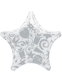 Фольгированный шар с гелием "Звезда шары-подарки серебро" 45 см