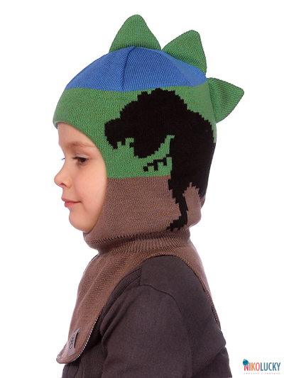 Шапка-шлем 20101-09 светло-коричневый, ярко-синий р.50-52