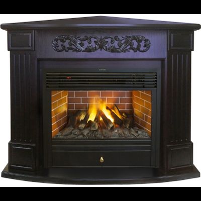 Угловой электрокамин Венеция BL с очагом 3D Novara 26