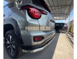 Защита заднего бампера угловая большая двойная Папа Тюнинг d60/42 для Haval H7 2025-