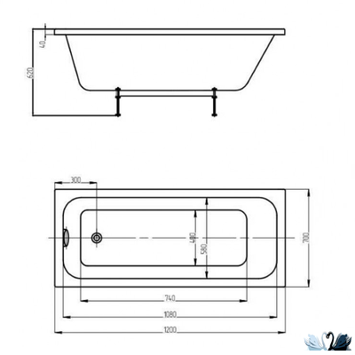 Ванна Aquatek Мия 120x70 см MIY120-0000001, акриловая, прямоугольной формы