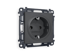 Розетка 2P+E Графит мягкое касание - Ambrella Volt - ALFA
