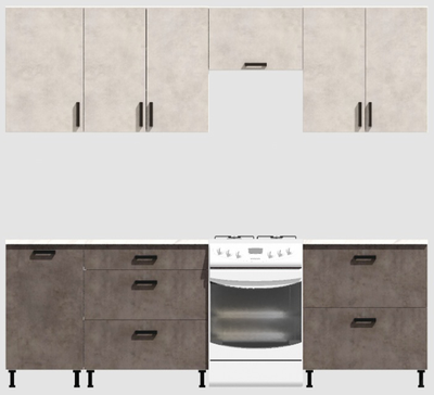 Кухня Эконом 2,1 метра (1300х800) Цвет: Цемент светлый/Цемент темный