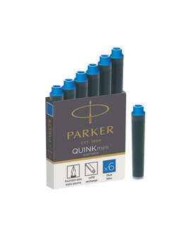 Чернильный картридж PARKER QUINK SHORT 0,5 мл, 6 шт 1950409 (синие)