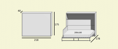 Горизонтальная шкаф-кровать "Прима" 160х200