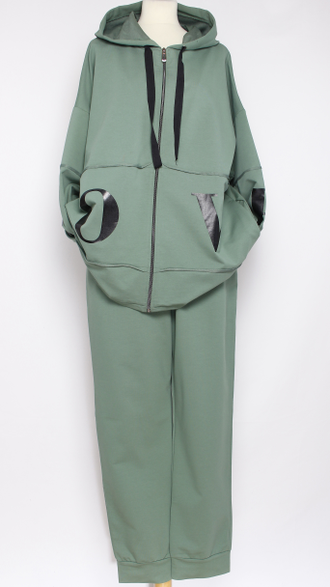 КОСТЮМ ЖАКЕТ НА МОЛНИИ И БРЮКИ "LOVE" морская волна р.50,54