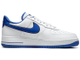Белые кроссовки Nike Air Force 1 '07 LV8 White Game Royal фото вид сбоку