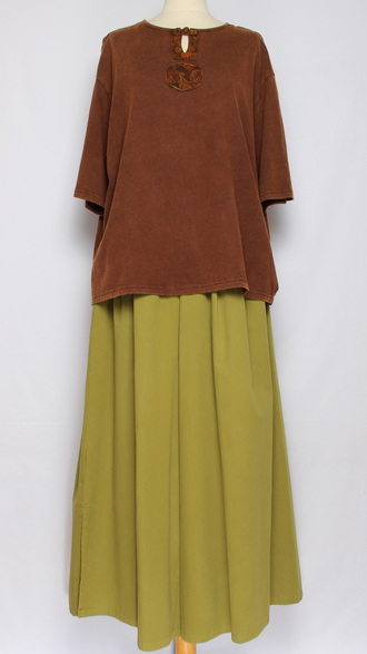 Джемпер ХЛОПОК "Цветной разрез винтаж" хаки, шоколад до р.54