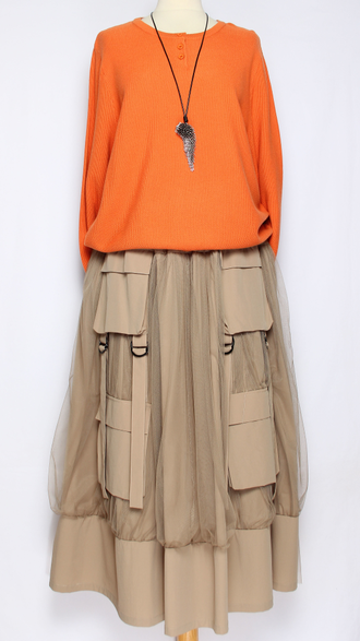 Джемпер тонкий ХЛОПОК "ТРИ ПУГОВКИ"  бежевый, трава, оранжевый  до р.50