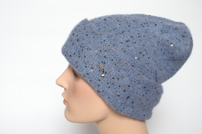 Голубая женская шапка с отворотом Vizio Италия 6917 CRY
