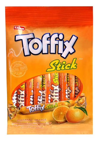 жевательные конфеты toffix stick апельсин, 70 гр