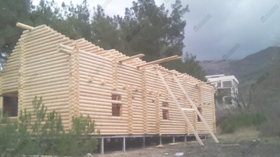 Дом для базы отдыха "Геленджик" из оцилиндрованного бревна, 120 м2