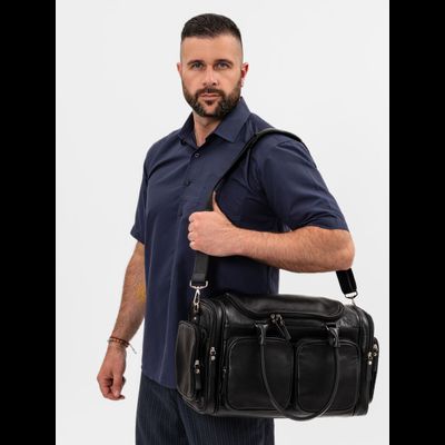 Кожаная дорожная сумка Bufaloro black (арт. 4012-01)