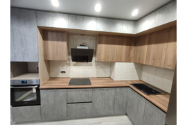 Кухня Бетон серый с деревом