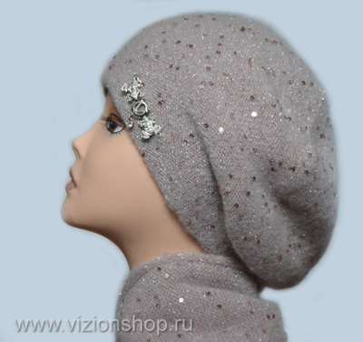 Вязаный розовый берет для женщин Vizio Визио Италия 6157