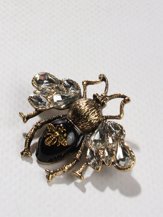Брошь "Пчела черная" металл